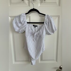 Missguided | White Eyelet Bodysuit | size 6
